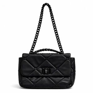 Badgley Mischka Black Quilted Vegan Leather Chain Strap Shoulder Crossbody Bag